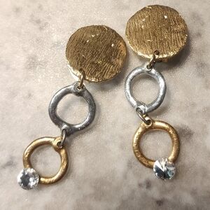 Gold and Silver Circle Drop Earrings
